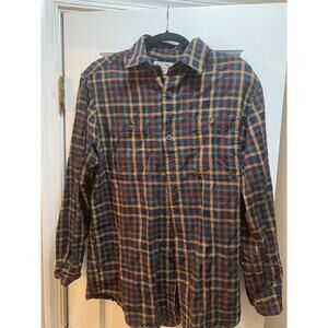 DULUTH TRADING Men's Free Swingin' Flannel Green/Red/Blue/Tan Size SMALL